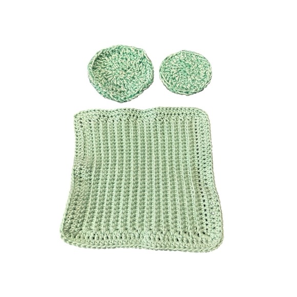 Handmade Other - NEW crochet dish washing set 1 cotton wash cloth 2 dish scrubby handmade